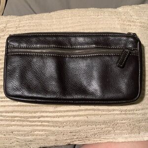 Levenger Pebbled Brown Leather travel size bag